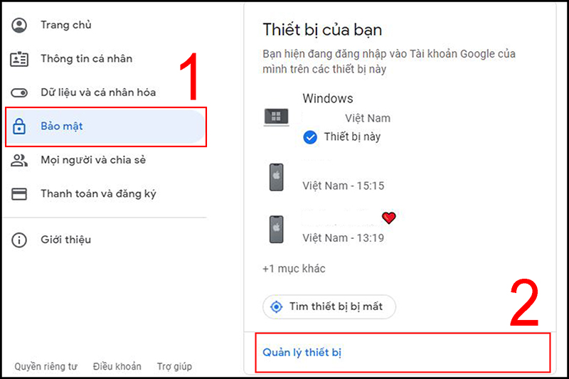 Quản lý thiết bị đăng nhập