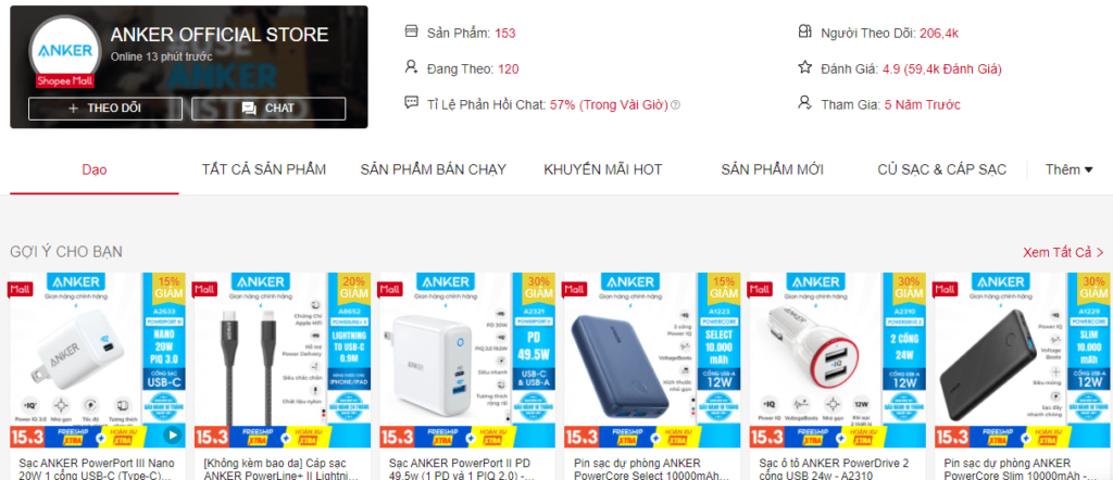 ANKER OFFICIAL STORE- Shop bán đồ công nghệ uy tín trên Shopee