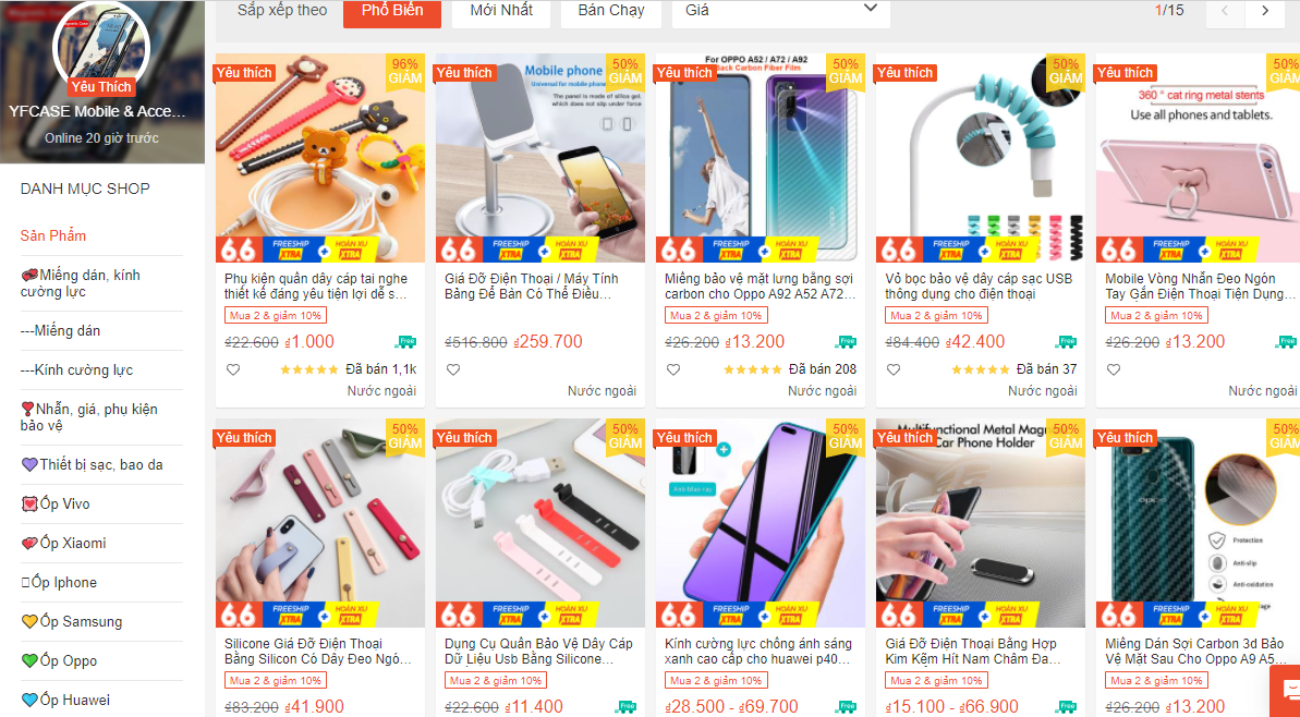 Cửa hàng bán phụ kiện điện thoại uy tín trên Shopee